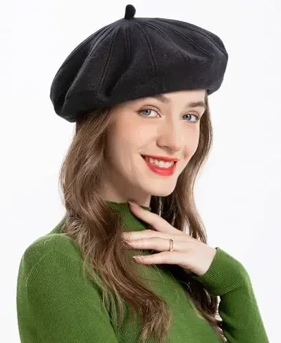 ZLYC Fransuz beret shlyapasi, ayollar qizlar uchun qaytariladigan bir xil rangli CasModazoneere trikotaj iliq beret shapkasi - 3