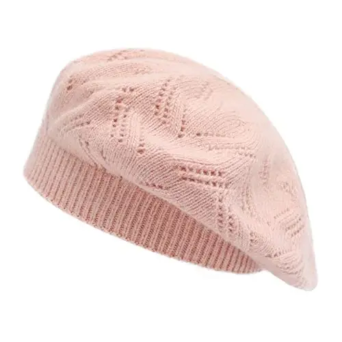 ZLYC Fransuz beret shlyapasi, Ayollar qizlar uchun qaytariladigan bir xil rangli trikotaj iliq beret shapka - ZLYC