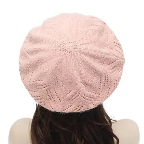 ZLYC Fransuz beret shlyapasi, Ayollar qizlar uchun qaytariladigan bir xil rangli trikotaj iliq beret shapka - 3