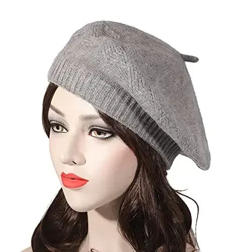 ZLYC Fransuz beret shlyapasi, Ayollar qizlar uchun qaytariladigan bir xil rangli trikotaj iliq beret shapkasi - ZLYC (1)