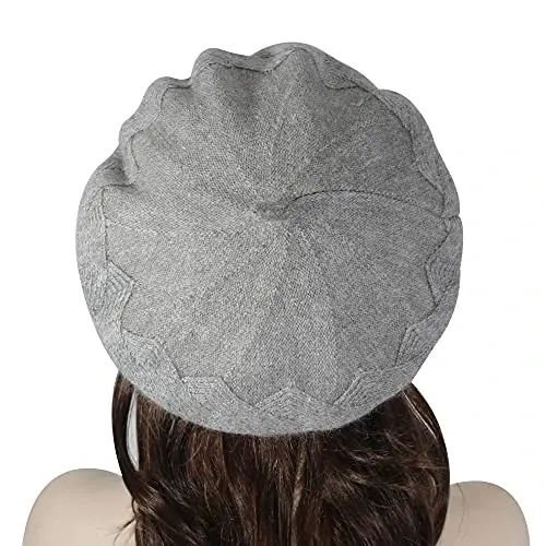 ZLYC Fransuz beret shlyapasi, Ayollar qizlar uchun qaytariladigan bir xil rangli trikotaj iliq beret shapkasi - 3