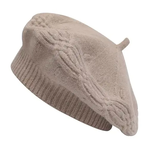 ZLYC Fransuz beret shlyapasi, Ayollar qizlar uchun qaytariladigan qattiq rangli CasModazoneere trikotaj iliq beret kepkasi - ZLYC