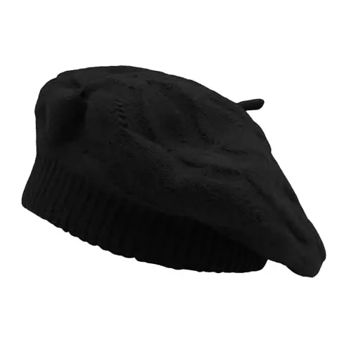 ZLYC Fransuz beret shlyapasi, Ayollar qizlar uchun qaytariladigan qattiq rangli CasModazoneere trikotaj iliq beret qalpoq - ZLYC