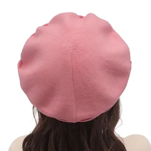 ZLYC Fransuz beret shlyapasi, Ayollar qizlar uchun qaytariladigan qattiq rangli CasModazoneere trikotaj iliq beret shapka - 3
