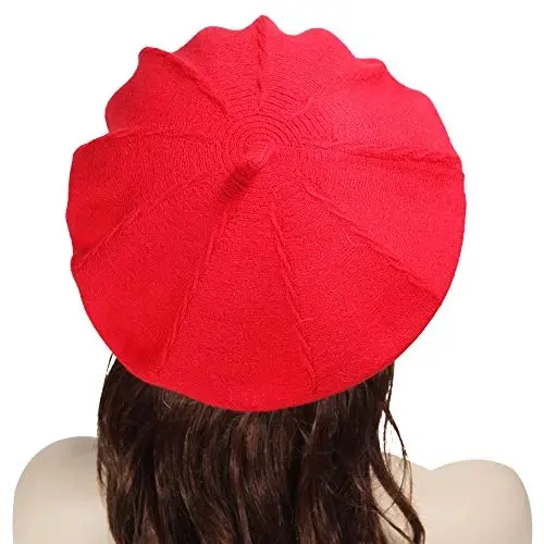ZLYC Fransuz beret shlyapasi, Ayollar qizlar uchun teskari qattiq rangli CasModazoneere trikotaj iliq beret shapka - 3