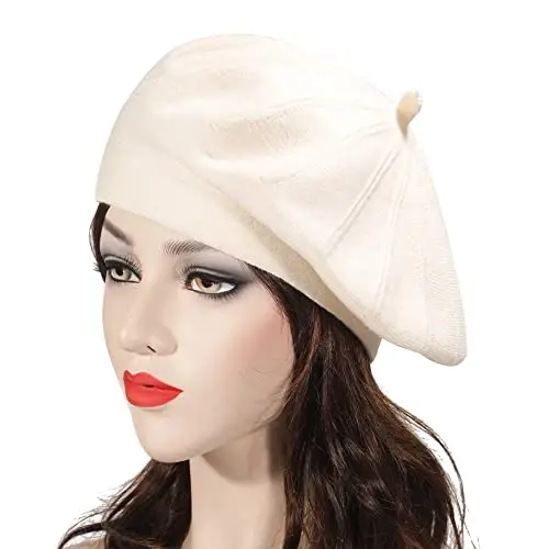 ZLYC Frantsuz beret shlyapasi, Ayollar qizlar uchun qaytariladigan bir xil rangli CasModazoneere trikotaj iliq beret kepkasi - 3