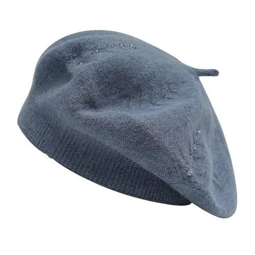 ZLYC Frantsuz beret shlyapasi, Ayollar qizlar uchun qaytariladigan qattiq rangli CasModazoneere trikotaj iliq beret shapkasi - ZLYC