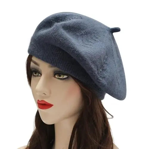 ZLYC Frantsuz beret shlyapasi, Ayollar qizlar uchun qaytariladigan qattiq rangli CasModazoneere trikotaj iliq beret shapkasi - 2