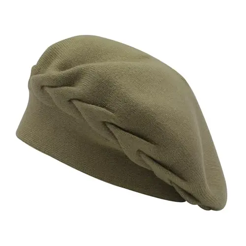 ZLYC Frantsuz beret shlyapasi, Ayollar uchun ikki tomonlama tekis rangli trikotaj iliq beret shapka - ZLYC