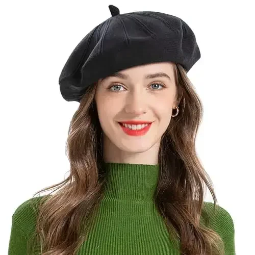 ZLYC French Beret hat, Reversible Solid Color CasModazoneere Knit Warm Beret Cap for Womens Girls - 2
