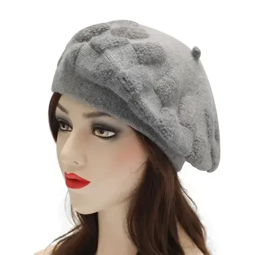 ZLYC French Beret hat, Reversible Solid Color CasModazoneere Knit Warm Beret Cap for Womens Girls - 2