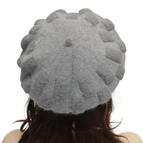 ZLYC French Beret hat, Reversible Solid Color CasModazoneere Knit Warm Beret Cap for Womens Girls - 3
