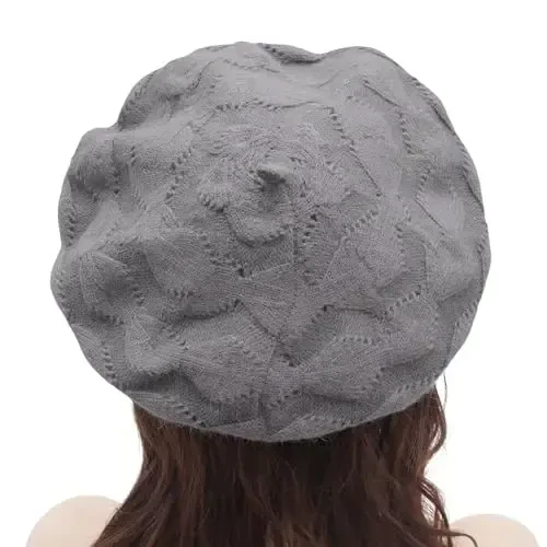 ZLYC French Beret hat, Reversible Solid Color CasModazoneere Knit Warm Beret Cap for Womens Girls - 3