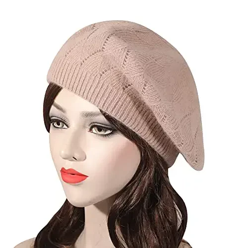 ZLYC French Beret hat, Reversible Solid Color CasModazoneere Knit Warm Beret Cap for Womens Girls - 2