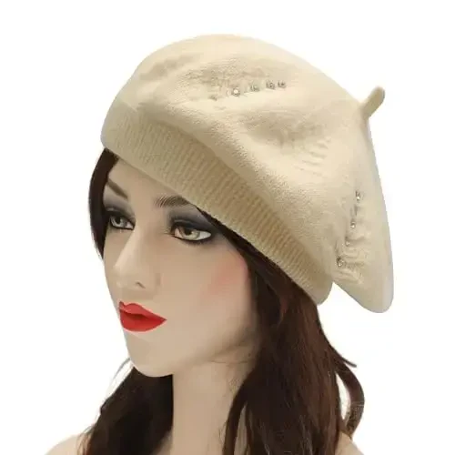 ZLYC French Beret hat, Reversible Solid Color CasModazoneere Knit Warm Beret Cap for Womens Girls - ZLYC (1)