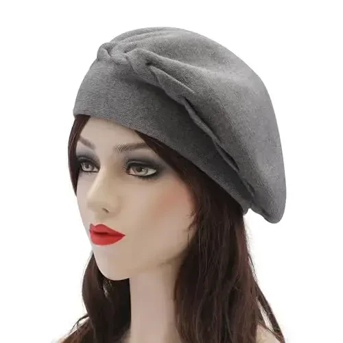 ZLYC French Beret hat, Reversible Solid Color CasModazoneere Knit Warm Beret Cap for Womens Girls - 2
