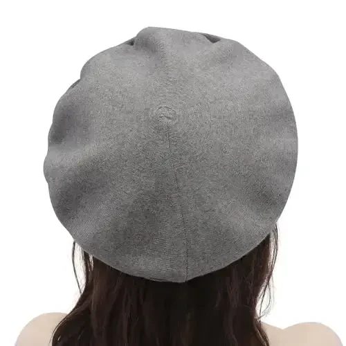 ZLYC French Beret hat, Reversible Solid Color CasModazoneere Knit Warm Beret Cap for Womens Girls - 3