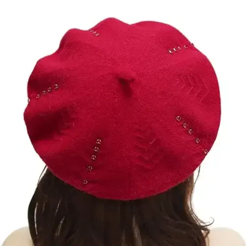 ZLYC French Beret hat, Reversible Solid Color CasModazoneere Knit Warm Beret Cap for Womens Girls - 3