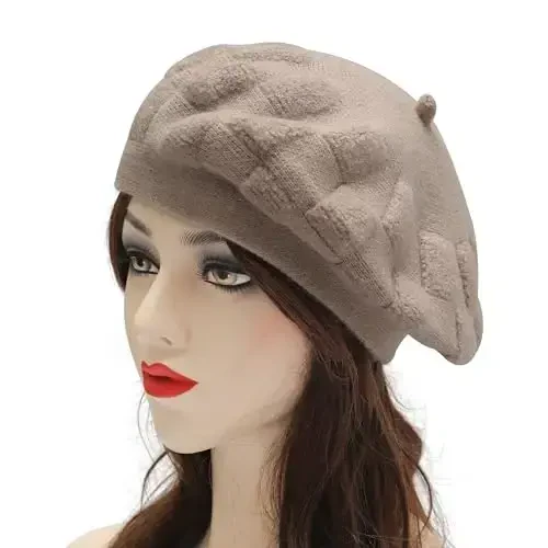 ZLYC French Beret hat, Reversible Solid Color CasModazoneere Knit Warm Beret Cap for Womens Girls - 2