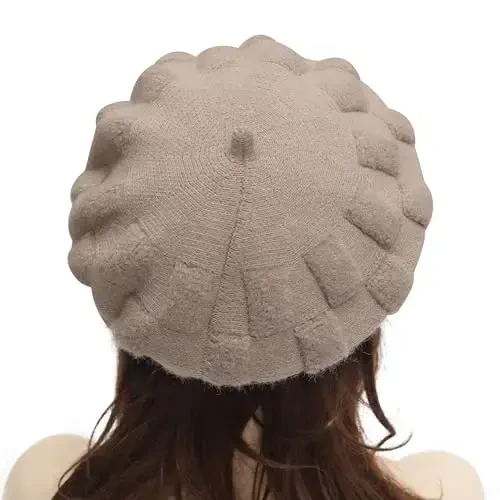 ZLYC French Beret hat, Reversible Solid Color CasModazoneere Knit Warm Beret Cap for Womens Girls - 3