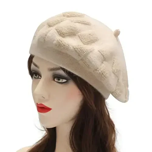 ZLYC French Beret hat, Reversible Solid Color Knit Warm Beret Cap for Womens Girls - ZLYC (1)