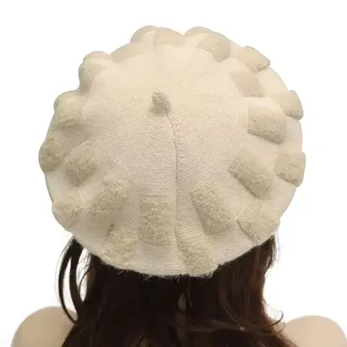 ZLYC French Beret hat, Reversible Solid Color Knit Warm Beret Cap for Womens Girls - 3