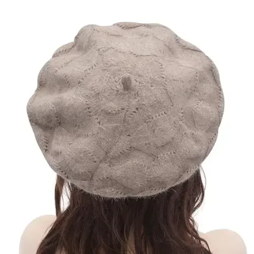 ZLYC French Beret hat, Reversible Solid Color CasModazoneere Knit Warm Beret Cap for Womens Girls - 3