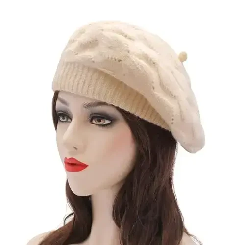 ZLYC French Beret hat, Reversible Solid Color CasModazoneere Knit Warm Beret Cap for Womens Girls - ZLYC (1)