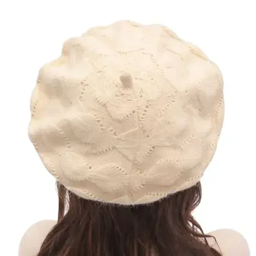 ZLYC French Beret hat, Reversible Solid Color CasModazoneere Knit Warm Beret Cap for Womens Girls - 3