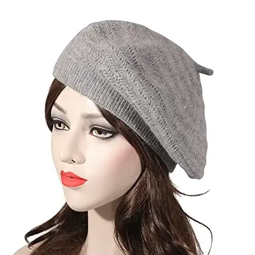 ZLYC French Beret hat, Reversible Solid Color CasModazoneere Knit Warm Beret Cap for Womens Girls - 2
