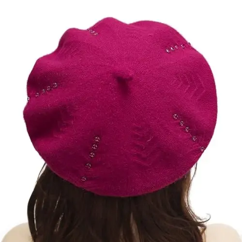 ZLYC French Beret hat, Reversible Solid Color Knit Warm Beret Cap for Womens Girls - 3