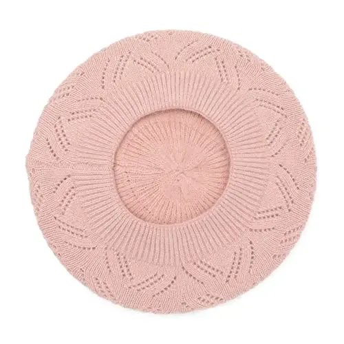 ZLYC French Beret hat, Reversible Solid Color Knit Warm Beret Cap for Womens Girls - 6