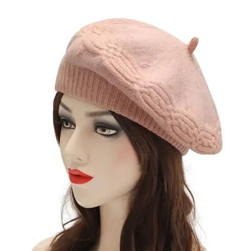 ZLYC French Beret hat, Reversible Solid Color Knit Warm Beret Cap for Womens Girls - 2