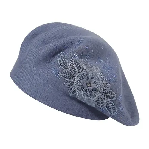 ZLYC Womens French Beret hat, Reversible Solid Color Mosaic Warm Beret Cap for Girls - 4