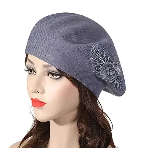 ZLYC Womens French Beret hat, Reversible Solid Color CasModazoneere Mosaic Warm Beret Cap for Girls - ZLYC (1)