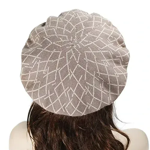 ZLYC Womens French Beret Hat Reversible Knitted Thickened Warm Cap for Ladies Girls - 4