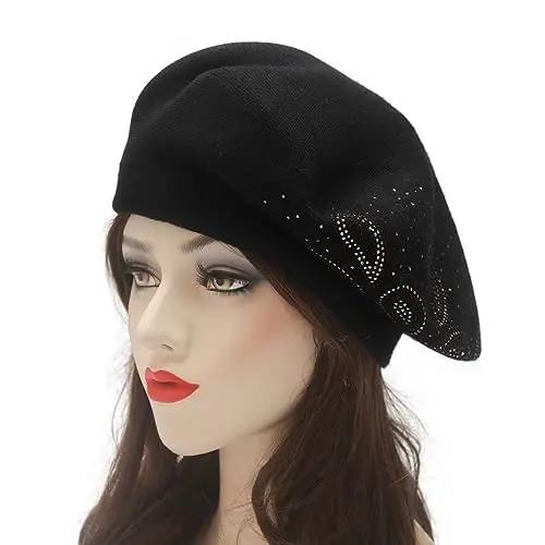 ZLYC Womens French Beret Hat Reversible Knitted Thickened Warm Cap for Ladies Girls - MODAZONE (1)