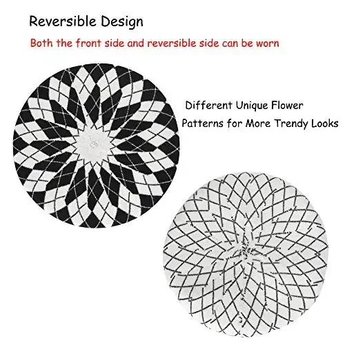 ZLYC Womens French Beret Hat Reversible Knitted Thickened Warm Cap for Ladies Girls - 5