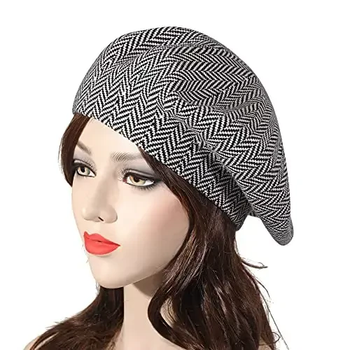 ZLYC Womens French Beret Hat Reversible Knitted Thickened Warm Cap for Ladies Girls - 2