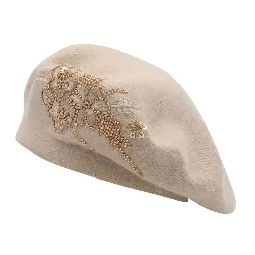 ZLYC Womens French Beret Hat Reversible Knitted Thickened Warm Cap for Ladies Girls - 1