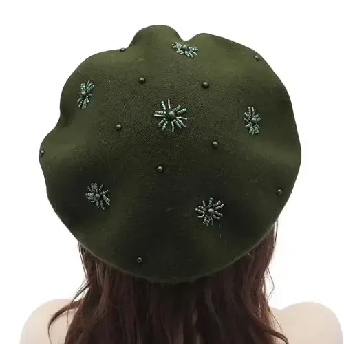 ZLYC Womens French Beret Hat Reversible Knitted Thickened Warm Cap for Ladies Girls - 3