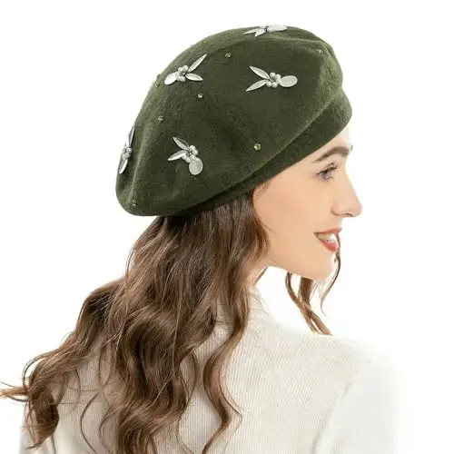 ZLYC Womens French Beret Hat Reversible Knitted Thickened Warm Cap for Ladies Girls - ZLYC (1)