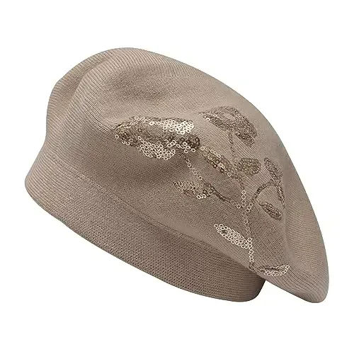 ZLYC Womens French Beret Hat Reversible Knitted Thickened Warm Cap for Ladies Girls 