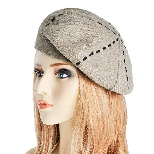 ZLYC Womens French Beret Hat Reversible Knitted Thickened Warm Cap for Ladies Girls - 2