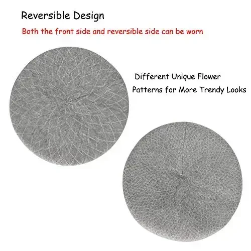 ZLYC Womens French Beret Hat Reversible Knitted Thickened Warm Cap for Ladies Girls - 5