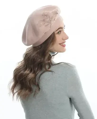 ZLYC Womens French Beret Hat Reversible Knitted Thickened Warm Cap for Ladies Girls - 2