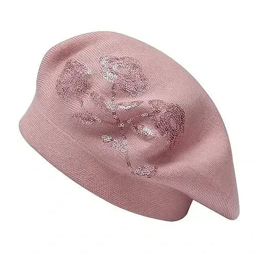 ZLYC Womens French Beret Hat Reversible Knitted Thickened Warm Cap for Ladies Girls - 5