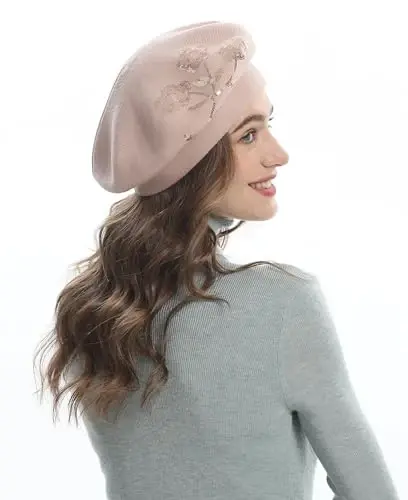 ZLYC Womens French Beret Hat Reversible Knitted Thickened Warm Cap for Ladies Girls - ZLYC (1)