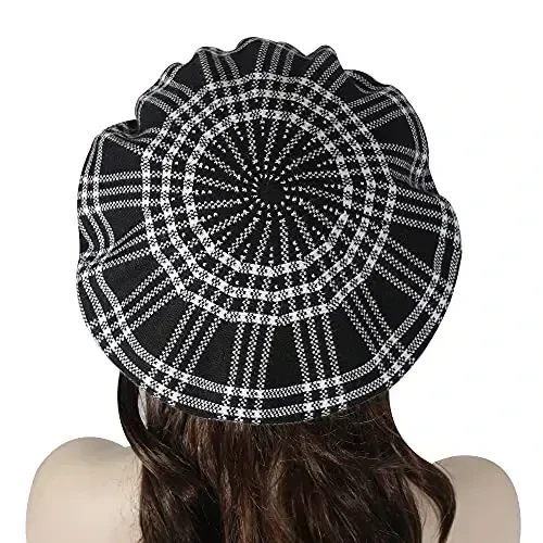 ZLYC Womens French Beret Hat Reversible Knitted Thickened Warm Cap for Ladies Girls - 4