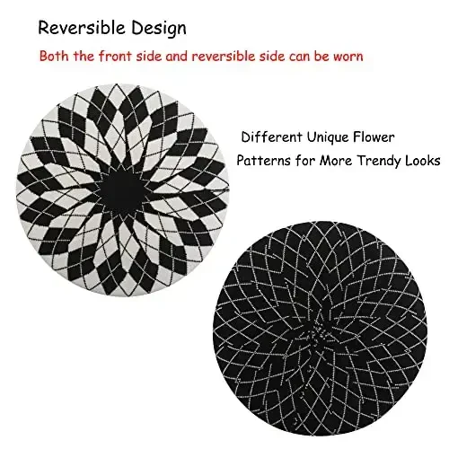 ZLYC Womens French Beret Hat Reversible Knitted Thickened Warm Cap for Ladies Girls - 5